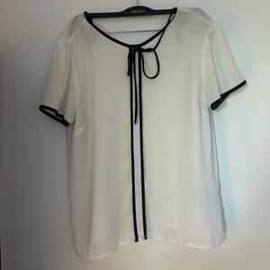 Forever 21 white blouse with black piping size Medium
